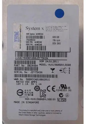 FOR 1PC Server 44W2244 44W2245 44W2248 HDD FOR 1PC 600G SAS 15K 3.5
