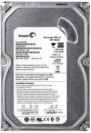 ST3250310AS Seagate 9EU132 BARRACUDA 250GB 7200RPM 3Gbps 3.5"SATA HDD Hard Drive