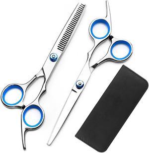 New Professional Hairdressing Scissors Set Slant Handle Barber And Hairdressing Scissors Flat Cut Teeth Scissors Combination Set Barber Scissors Flat Scissors + Tooth Scissors (With Scissors Bag)