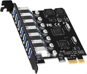 GLOTRENDS U3057 7 Port USB-A 3.0 5Gbps PCIe Adapter Card, Compatible with Windows and Linux (Not Support Mac OS)