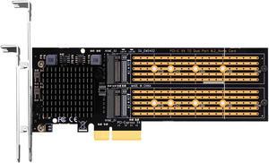 GLOTRENDS PA20 Dual M.2 NVMe to PCIe 3.0 X4 Adapter with PCIe Bifurcation Function, Support 22110/2280/2260/2242/2230 Size