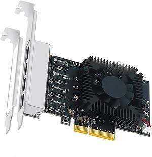 GLOTRENDS LE8245F 4-Port PCIe Ethernet Network Card (Two 2.5Gbps Ports + Two 100/1000Mbps Ports), 4 x RTL8125BG Chip, 4 x RJ45 LAN Port, PCIe X4 Installation