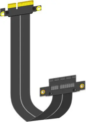 GLOTRENDS PCIe 3.0 X4 Riser Cable 180mm Length, 32Gbps Full Speed, 64PIN Full Function Features, Female 180 Degree Angle (PCIE30-X4-180MM)