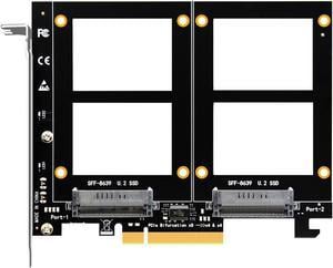 GLOTRENDS PU21 Dual U.2 to PCIe X8 4.0 Adapter, Support 2 x U.2 SSD, Without PCIe Splitter Function (PCIe Bifurcation Motherboard is Required)