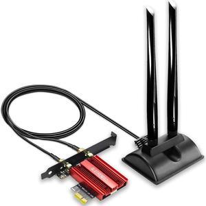 GLOTRENDS WiFi 6E Card with 2-Meter Extension Antenna for Desktop PC, Intel AX210 Chip, 802.11ax, Bluetooth 5.3, Support Windows 11/10/Linux, Support Intel/AMD Motherboard