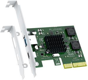 GLOTRENDS U3142AC 2-Port 10Gb USB 3.1 Gen2 (Type-C and Type-A) to PCIE X4 Expansion Card with ASM 3142 Chip, Regular and Low-profible Bracket