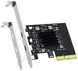 GLOTRENDS U3142C 2-Port 10Gb USB 3.1 Gen2 Type-C to PCIE X4 Expansion Card with ASM 3142 Chip, Regular and Low-profible Bracket