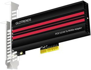 GLOTRENDS PA19 M.2 NVMe to PCIe 5.0 X4 Adapter for M.2 NVMe SSD, Large Aluminum Heatsink Cover, Regular and Low-Profile Bracket
