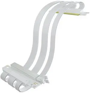 GLOTRENDS Double Reverse PCIE 5.0 Riser Cable for Mini-ITX Motherboard (170x170mm) Installation, RTX5090(Ti) RX9070(XT) GPU Ready, Length 185mm, White Color