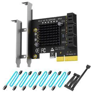 GLOTRENDS SA3026-C 6-Port PCIe X4 SATA Expansion Card with SATA and Power Cables, Compatible with Windows,Linux,Mac OS,NAS GLOTRENDS SA3026-C 6-Port PCIe X4 SATA Expansion Card with SATA and Power Cables, Compatible with Windows,Linux,Mac OS,NAS