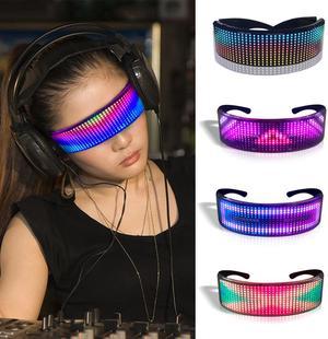 NEW Customizable RGB Bluetooth LED Glasses APP Control Shield Flash Led Light Luminous Party Glasses for Christmas Grand Even Party 700mAh DIY Pattern LED Glasses