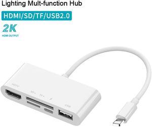 Lighting Mult-function Hub Lightning to 1080P HDMI Cable USB SD TF Card Reader Digital AV TV OTG Adapter Hub For iPhone iPad SLR Camera SD/TF