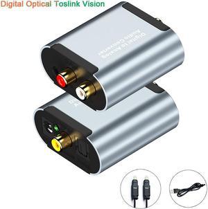 Digital to Analog Audio Converter with Audio Decoder Fiber Digital Optical Toslink to 3.5mm Jack or 2*rca (coaxial) Stereo R/L (Digital Optical Toslink Version)