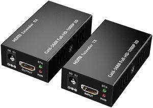 1080P HDMI Extender In-Line Transmitter/Receiver over Dual Cat5/Cat6 Extender Kit for Video/Audio,1920x1080 (1080p) @ 60Hz HDMI to rj45 60m/196ft Max Signal Amplifier