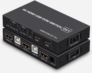 2 Ports HDMI KVM Switch USB HDMI KVM Switcher 4Kx2K@30Hz HDMI 1.4 for 2 Computer host sharing Monitor Mouse Keyboard Hub USB Device for PC Laptop Win7 Win10 MAC