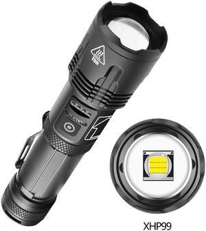 Portable LED Flashlight XHP99 Powerful Camping Tactical Torch USB Rechargeable Zoomable Flash light Waterproof Phone Power Bank