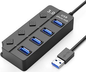 USB Hub 3.0 High Speed 4 / 7 Port USB 3.0 Hub Splitter On/Off Switch with US Power Adapter for computer PC HUB USB 3.0