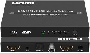 4K@30HZ HDMI Audio Extractor Splitter HDMI 2CH/7.1 CH Audio Output 3D EDID Digital / Analog Audio Extraction