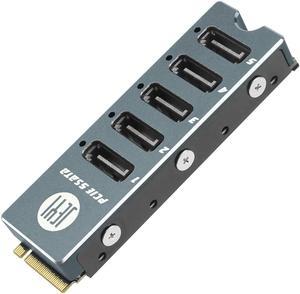 SATA Disk Array Card JMS585-Slim 5 Ports SATA3 for M. 2 Nvme PCI-E to SATA 3.0 16G JMB585 Chip W/ Radiator Support ThunderBolt3