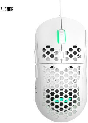 AJ380R 12400DPI Ergonomic Gaming Mouse 6keys USB Wired Mouse Optical Computer Mice with Side Buttons Adjustable (PAW-3327 Chip)