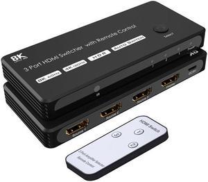 3 Port HDMI Switcher 3 In 1 Out 8K HDMI Switch 8K@60Hz 4K@120Hz 3D with Remote Control