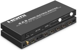 HDMI 2.0 Matrix 4x2 HIFI with 3D Audio EDID HDMI Matrix Switcher 4 in 2 out Audio Extractor 4KHDMI Switcher Splitter