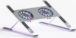 Aluminum Alloy Foldable Laptop Tablet Stand Adjustable Notebook Bracket With Cooling Fan Heat Dissipation For 10-17.3 inch Notebook MacBook Air Pro HP DELL Cooler