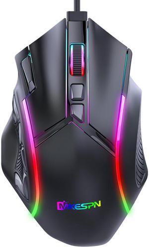 Free Weight Macro Gaming Mouse 12 Programmable Keys USB Wired Game Mouse RGB Light Max to 6 levels 12800DPI for PC Mac Laptop