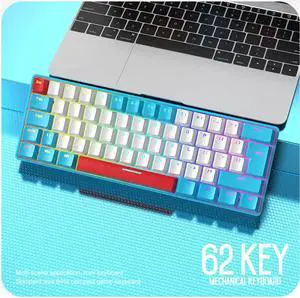 Mini Mechanical Keyboard RGB Backlit Green Switch 62 Keys Wired Type-C Cable Ergonomic Keyboard for Win/Mac Laptop Office Computer Mini Mechanical Keyboard RGB Backlit Green Switch 62 Keys Wired Type-C Cable Ergonomic Keyboard for Win/Mac Laptop Office Computer