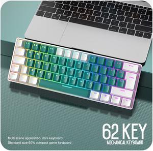 Mini Mechanical Keyboard RGB Backlit Green Switch 62 Keys Wired Type-C Cable Ergonomic Keyboard for Win/Mac Laptop Office Computer