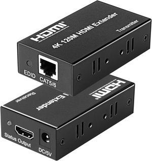 120m/394ft 4K HDMI Extender Over RJ45 Ethernet Video Audio Extention TX RX RJ45 Network Cable to HDMI Signal Amplifier 4K HD Network Cable Transmission