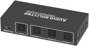 3 Way Spdif Toslink Optical Digital Audio Splitter 1 input 3 Outputs Support LPCM 2.0 / DTS / AC3 Audio Switcher