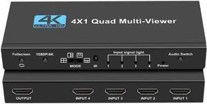 HDMI 4x1 Multi-viewer switcher 4K Seamless Quad Screen Real Time Multi Viewer Splitter 4 in 1 out HDMI Switch Adapter with IR