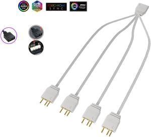 2 Pack 1.1ft 5V 3Pin Addressable RGB Splitter Cable Female to Male 1 to 2 ARGB Splitter Cord