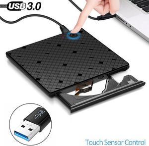 USB 3.0 Touch Control External Drive DVD-ROM CD-RW DVD-RW Burner Player Portable Reader Slim for Windows XP/7/8/10 Laptop MAC OS