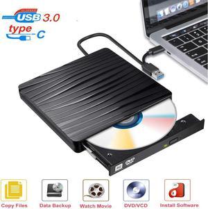 Portable DVD Burner USB3.0 Type-C External Optical Drive Super Slim USB 3.0 External Mobile Optical Drive CD/DVD Writer for Laptop Notebook