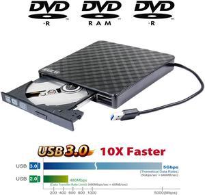 Portable USB 3.0 External CD DVD Drive, 8X DVD+-R/RW DVD Burner for Acer 5 Nitro Aspire 5 E 15 Inspire E15 Laptop Computer, Super Super Multi 24X CD-RW Writer Black Plaid Pattern