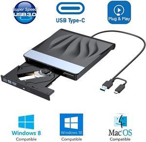 Updated External CD DVD Drive USB 30 TypeC Superdrive Portable Burner Player Writer CD DVD RW Compatible with Windows 10 8 7 XP Vista Mac OS System for Mac Pro Air iMac