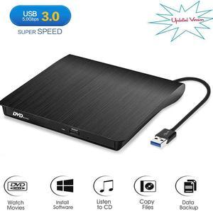 [Updated Version]External CD DVD Drive USB 3.0 Portable CD DVD +/-RW Drive Slim DVD/CD Rom Rewriter Burner Writer, High Speed Data Transfer for Laptop/Macbook/Desktop /MacOS/Windows10/8/7/XP/Visa