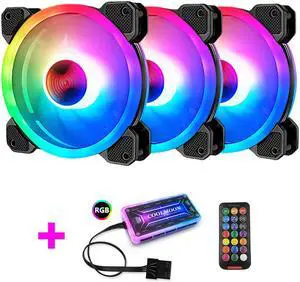 Computer Case PC Cooling Fan RGB Adjust 120mm Quiet + IR Remote New Computer Cooler RGB CPU Case Fan Three in One