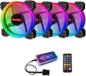 Computer Case PC Cooling Fan RGB Adjust 120mm Quiet + IR Remote New Computer Cooler RGB CPU Case Fan Four In One