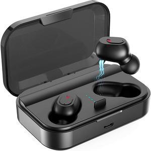 Wireless Earbuds, Bluetooth 5.0 Headphones TWS Stereo Wireless Earphones Sweatproof Bluetooth Earbuds 90H Playtime in-Ear Headset Earphones with Charging Case Built-in Mic Deep Bass for Sports (Black)