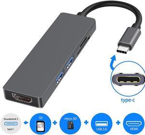 USB C Hub,5-in-1 Type C Adapter 4K USB C to HDMI,USB C Multiport Adapter, USB C to USB 3.0, SD/Mircro SD Card Reader Slots, Compatible Chromebook, BEEL XPS, Samsung Galaxy S8/S8+/S9/S9+/Note 8