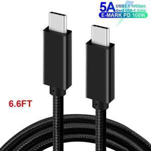 USB C to USB C Cable, [6.6ft USB 3.1 Gen2 100W/5A] Fast Charging Cable,Braided USB Type C Charger Cord PD Cable Compatible with Samsung Galaxy S20/S10/S9,MacBook Pro 2019/2018, iPad Pro and More