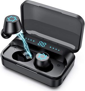 Wireless Earbuds Bluetooth 5.0 Headphones, Portable Charging Case and Mic 320H Playtime Upgraded TWS Hi-Fi Stereo Noise Cancelling Touch Control IPX7 Waterproof in-Ear for Travel Work Black