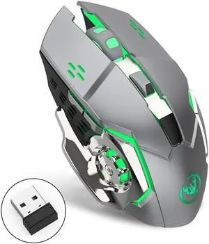 Rechargeable 2.4Ghz Wireless Gaming Mouse with USB Receiver,7 Colors Backlit for MacBook, Computer PC, Laptop (600Mah Lithium Battery)