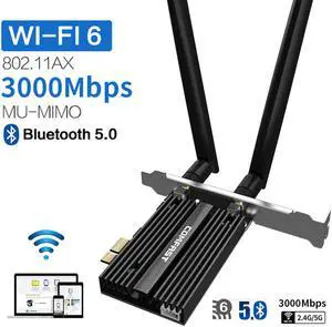 AX200 3000Mbps Dual Band 2x 5dBi Wireless Desktop PCIe for Intel AX200 Pro Card 2.4G/5Ghz Bluetooth 5.0 PCI Express WiFi 6 Adapter for Windows 10