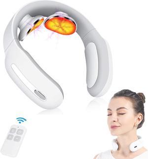 Neck Massager with Heated,Intelligent Portable Electric Neck Massage Equipment with 3 Modes and 15 Speeds for Office, Home,Travel, Gifts for Women Men Dad Mom