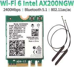 Dual band 802.11ax WIfi 6 For Intel AX200 NGFF M.2 KEY E Wireless Card AX200NGW MU-MIMO 2.4G/5Ghz 2400Mbps BT 5.1 With Antennas