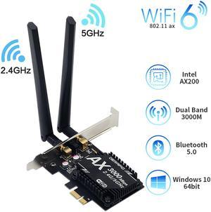 3000Mbps Dual band AX200 Wi-Fi 6 Wireless WiFi PCI-Express Adapter Bluetooth 5.0 Desktop Card 2.4Ghz/5Ghz 802.11ax/ac for Windows 10 64bit and Linux